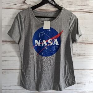 NASA Logo Gray Short Sleeve Tee Shirt Sz Small New
